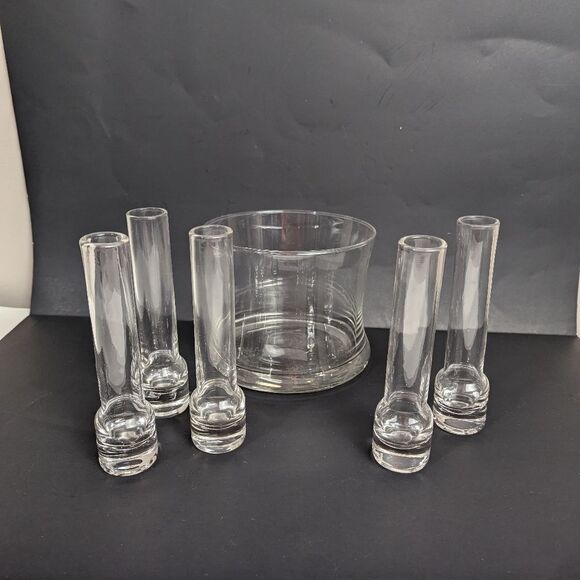 Clear Ridged Glass Tumblers Elegant Dining Drinkware - Picture 5 of 6
